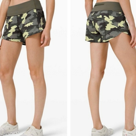 NWT Lululemon Speed Up Short 4” Lined Heritage 365 Camo Crispin‎ Green 14 Tall - Picture 1 of 8